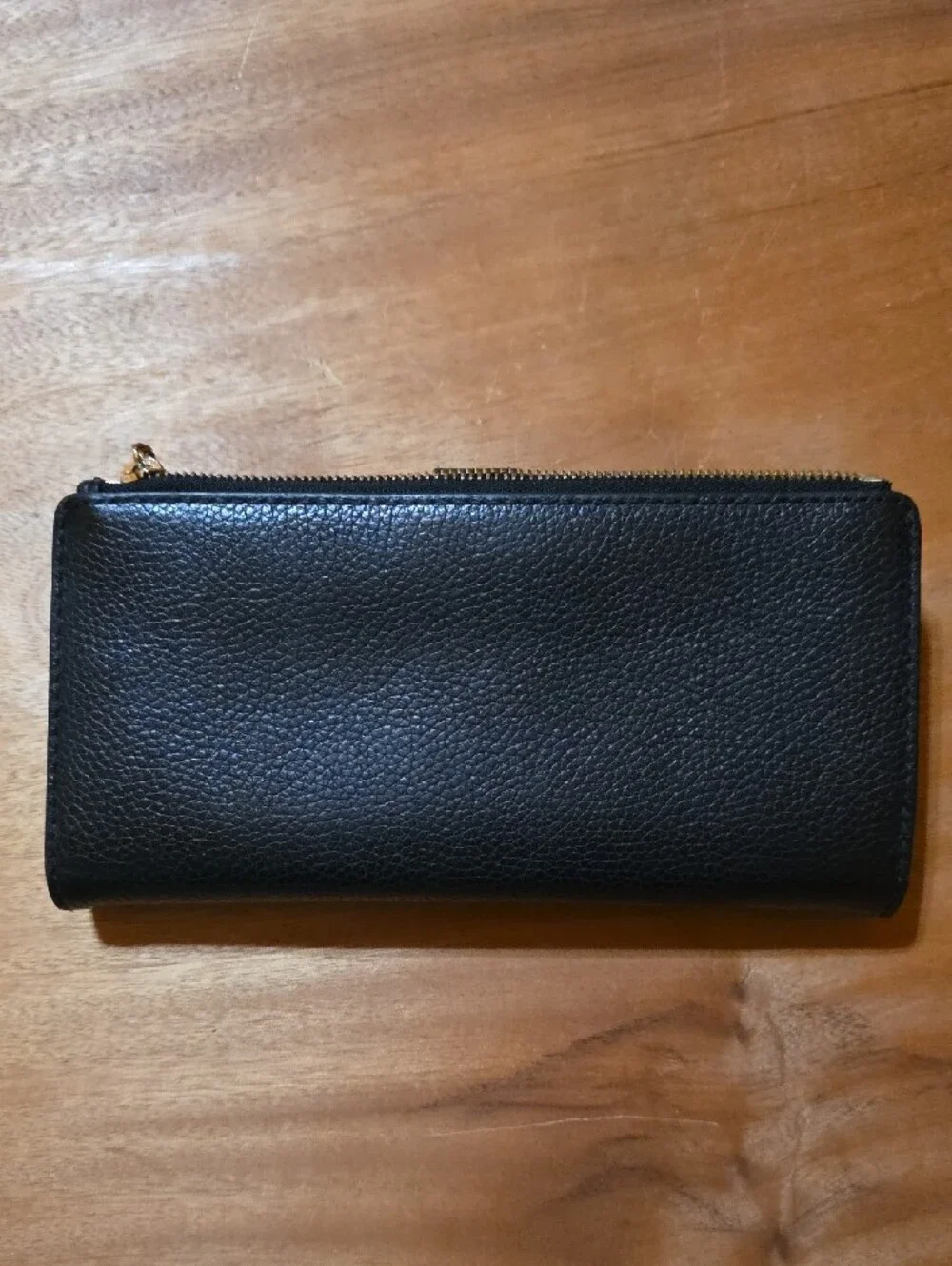 Michael Kors Pebbled Leather Accordion Wallet Black Gold Hardware